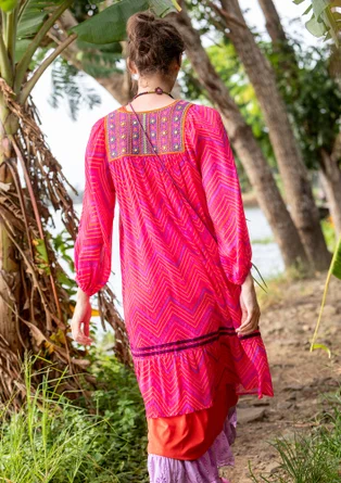 “Saloni” woven viscose dress - pink begonia