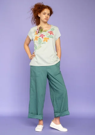“Garden” woven organic cotton/linen trousers - artemisia