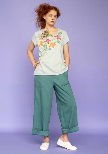 “Garden” woven organic cotton/linen trousers - artemisia
