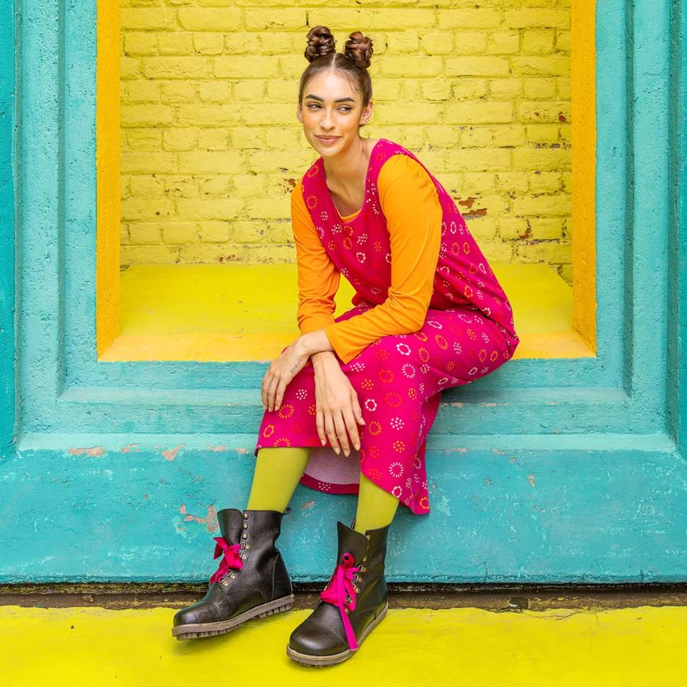 Tricot jurk "Sparkle" van biologisch katoen - cerise