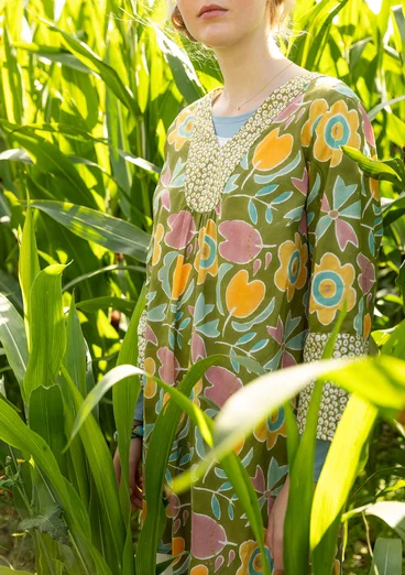 “Cikoria” woven organic cotton tunic - asparagus
