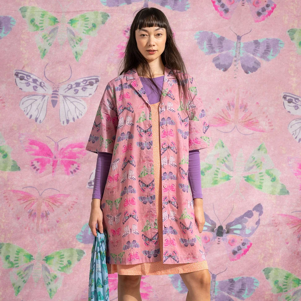 “Fjäril” woven dress in organic cotton - dusky pink