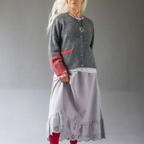 “Stripe” cardigan in an alpaca blend - graphite