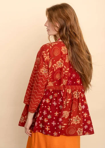 Wickelbluse „Roza“ aus Bio-Baumwollgewebe - rost