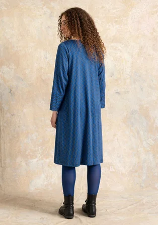Robe rayée/unie "Ellen" en jersey de coton biologique/modal - encre/motif