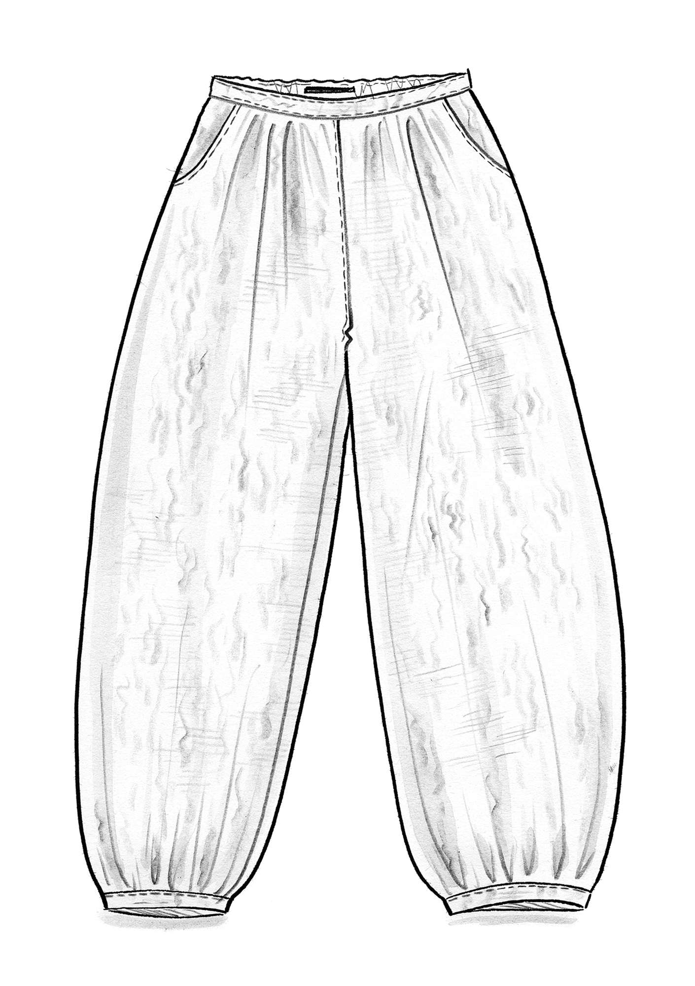 Pantalon en tissu de coton/lin pivoine foncé