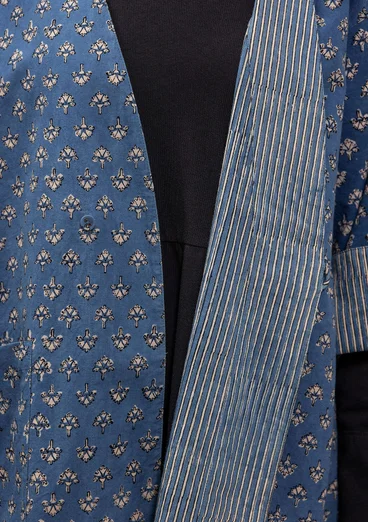 Kimono tissé ”Willow” en coton biologique - indigo