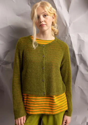 Cardigan i alpakamiks - grøn peber