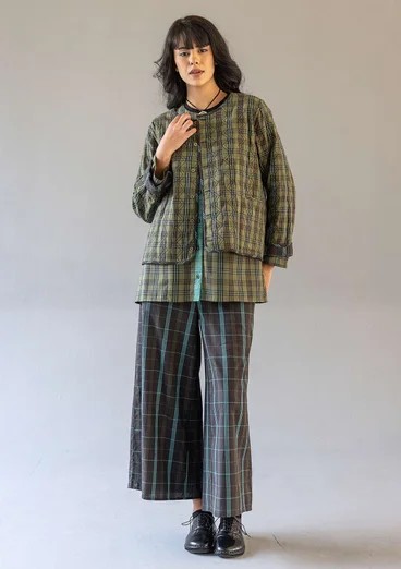 “Kerala” reversible checked organic cotton jacket - black