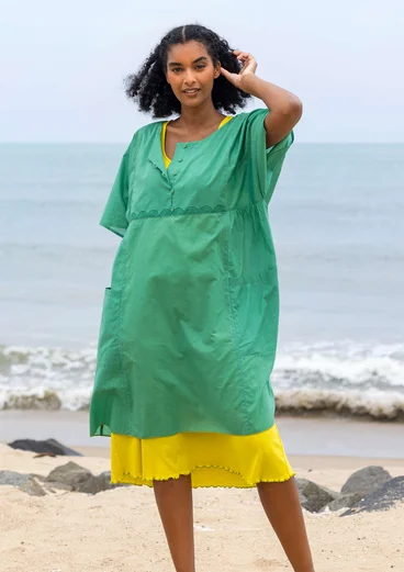 Solid-colour organic cotton jersey dress - dijon