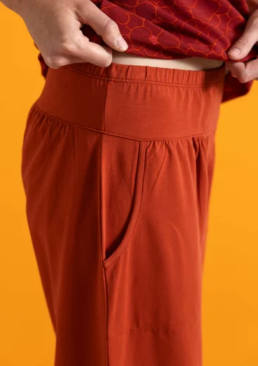 Trikåbyxa i ekologisk bomull/elastan - krappröd
