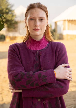 Long gilet "Dawn" en ramie/coton recyclé - raisin