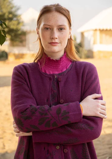 Long gilet "Dawn" en ramie/coton recyclé - raisin