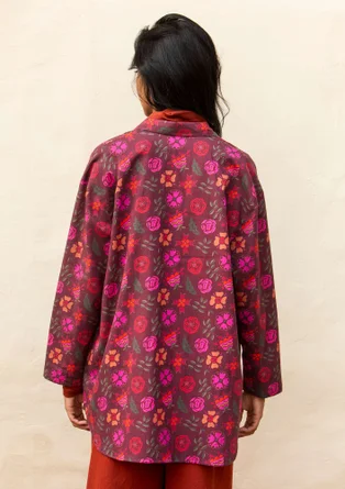 Gedessineerde blouse "Lovisa" van biologisch katoen/linnen - aubergine