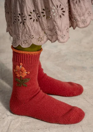 Stricksocken „Arktis“ aus Wolle - kürbis