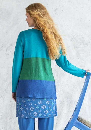 Gilet en lin - bleu lagon/malachite