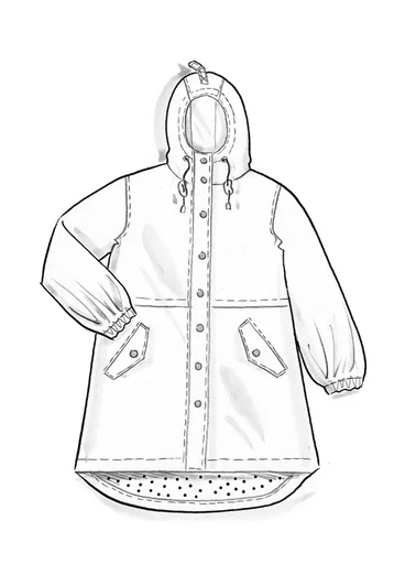 “Livia” patterned/solid-colour parka in water-repellent organic cotton - black