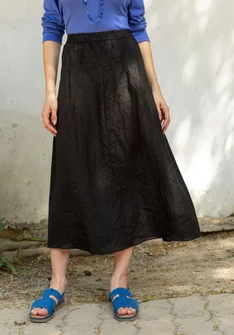 Woven skirt in linen - black
