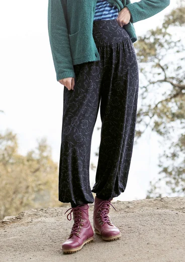 Gemusterte Hose „Lambadi“ aus Lyocell/Elasthan - schwarz