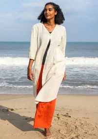 Kleid aus Leinengewebe - Mandelmilch