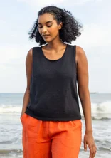 Knitted linen/organic cotton tank top - black