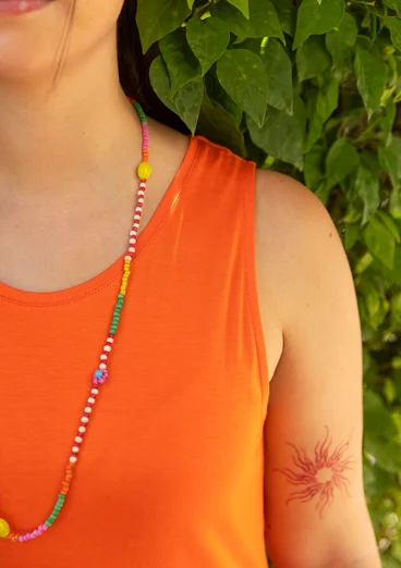 Solid-colored jersey dress in organic cotton/modal - poppy/peony