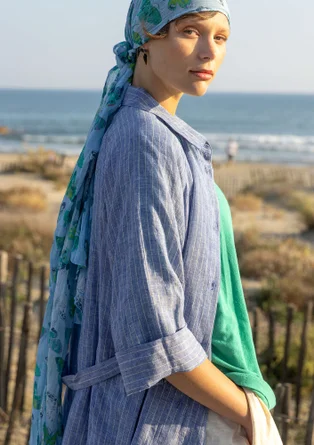 “Bifrost” woven linen shirt dress - light brilliant blue