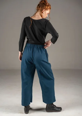 Trousers in a woven organic cotton/linen blend - Pacific blue