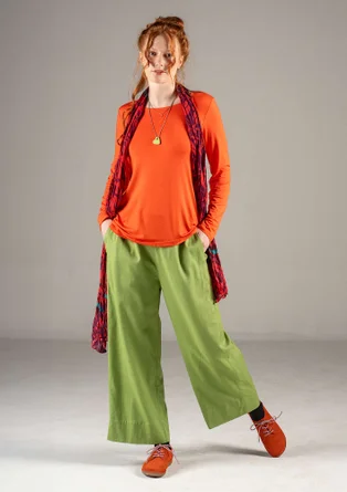 Trousers in a woven organic cotton/linen blend - cicada