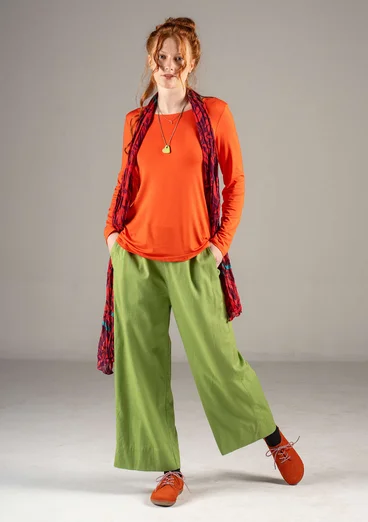 Trousers in a woven organic cotton/linen blend - cicada