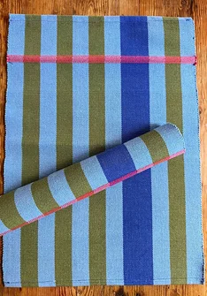 Striped organic cotton placemat - mild blue