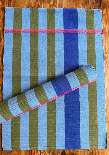 Striped organic cotton placemat - mild blue