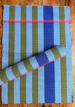 Striped organic cotton placemat - mild blue