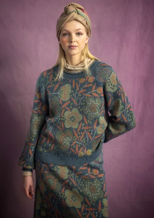 Gemusterter Pullover „Ada“ aus Bio-Baumwolle/Alpakawollgemisch - teebaum