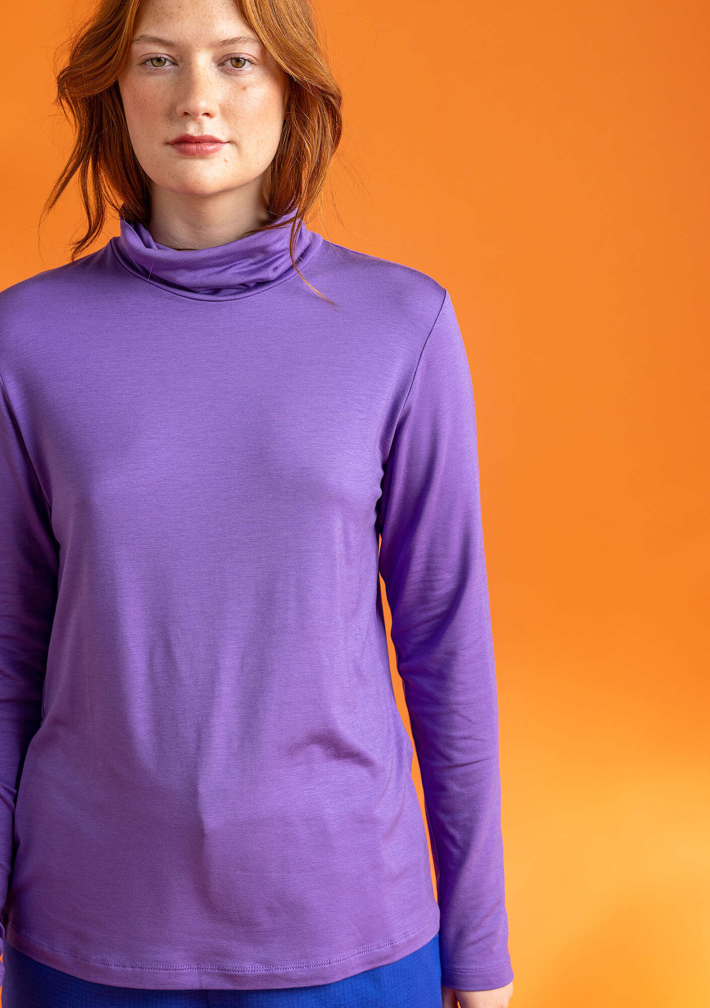 Jersey polo-neck top wild pansy