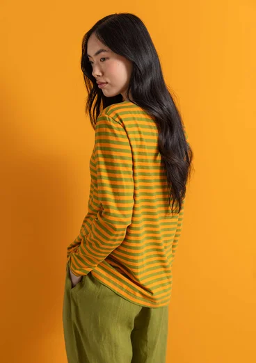 Striped essential top in organic cotton - carrot/green pepper