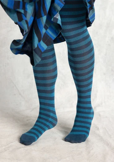 Collant rayé en coton biologique - pétrole foncé/pétrole