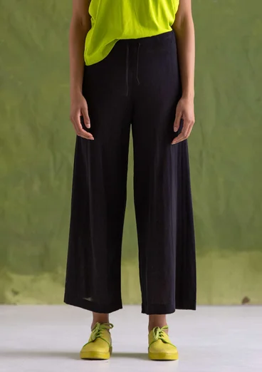 Fine-knit organic cotton trousers - black