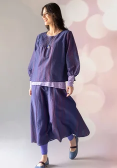 Blouse "Melody" van biologisch katoen/zijde - nachtblauw