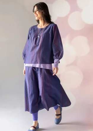 Blouse "Melody" en coton biologique/soie - bleu nuit