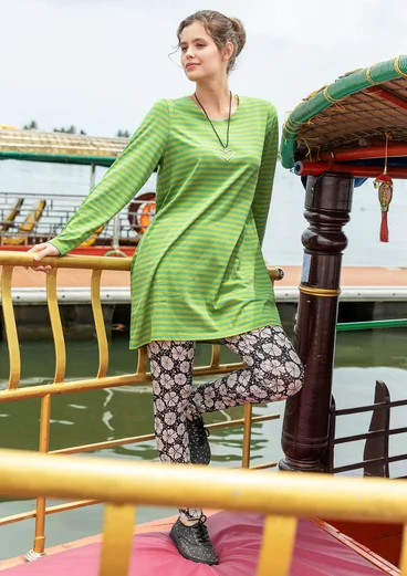Striped jersey tunic in organic cotton - seaweed
