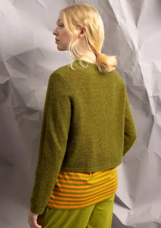 Cardigan i alpakamiks - grøn peber