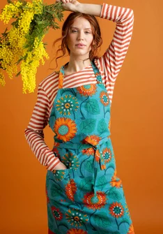 “Sunflower” organic cotton/linen apron - turkos