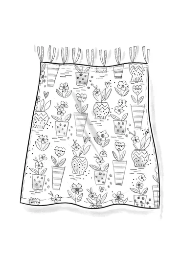 “Flower pots” organic cotton short curtain - dusky purple