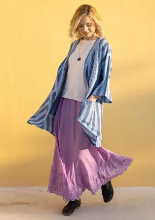 Kimono à carreaux "Coimbatore" en coton biologique - bleu pigeon