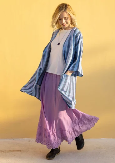 Kimono à carreaux "Coimbatore" en coton biologique - bleu pigeon