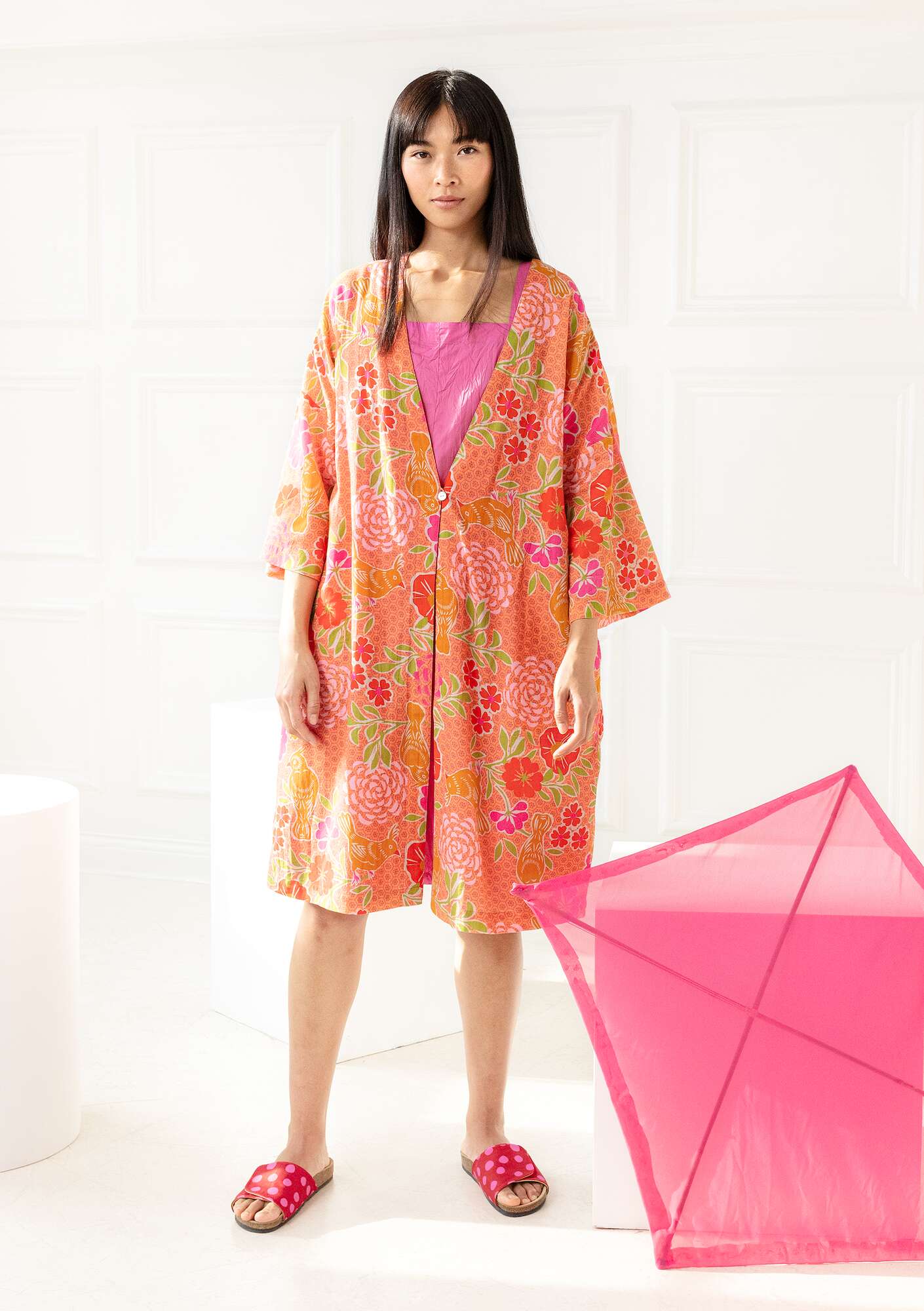 Kimono  Paraquite  i ekologisk bomull papaya thumbnail
