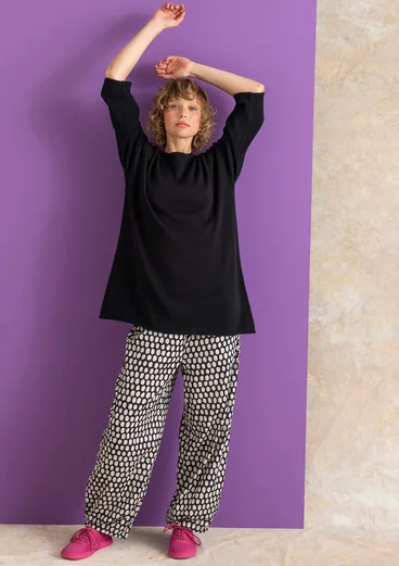 Knitted recycled cotton tunic - black
