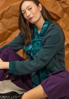 “Wilma” striped, dotted and solid-colour lambswool cardigan - dark jade/patterned
