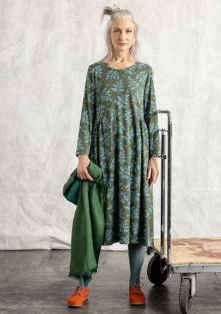 Jerseykleid „Judit“ aus Bio-Baumwolle/Modal - waldgrün-gemustert